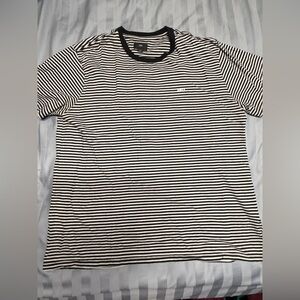 Obey Black and White Striped Short Sleeve Tee